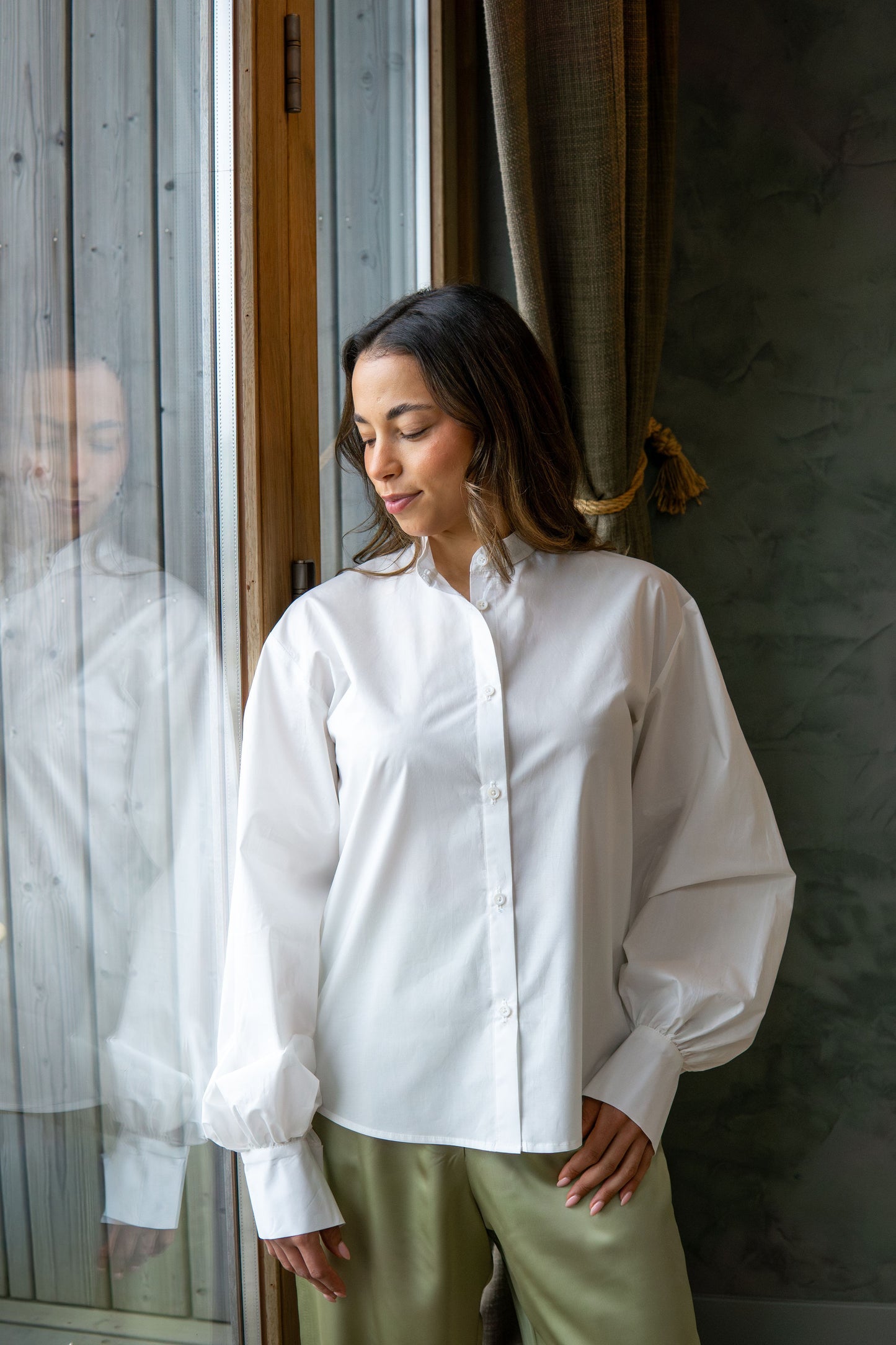 JUNE oversized blouse met ballonmouwen - off white