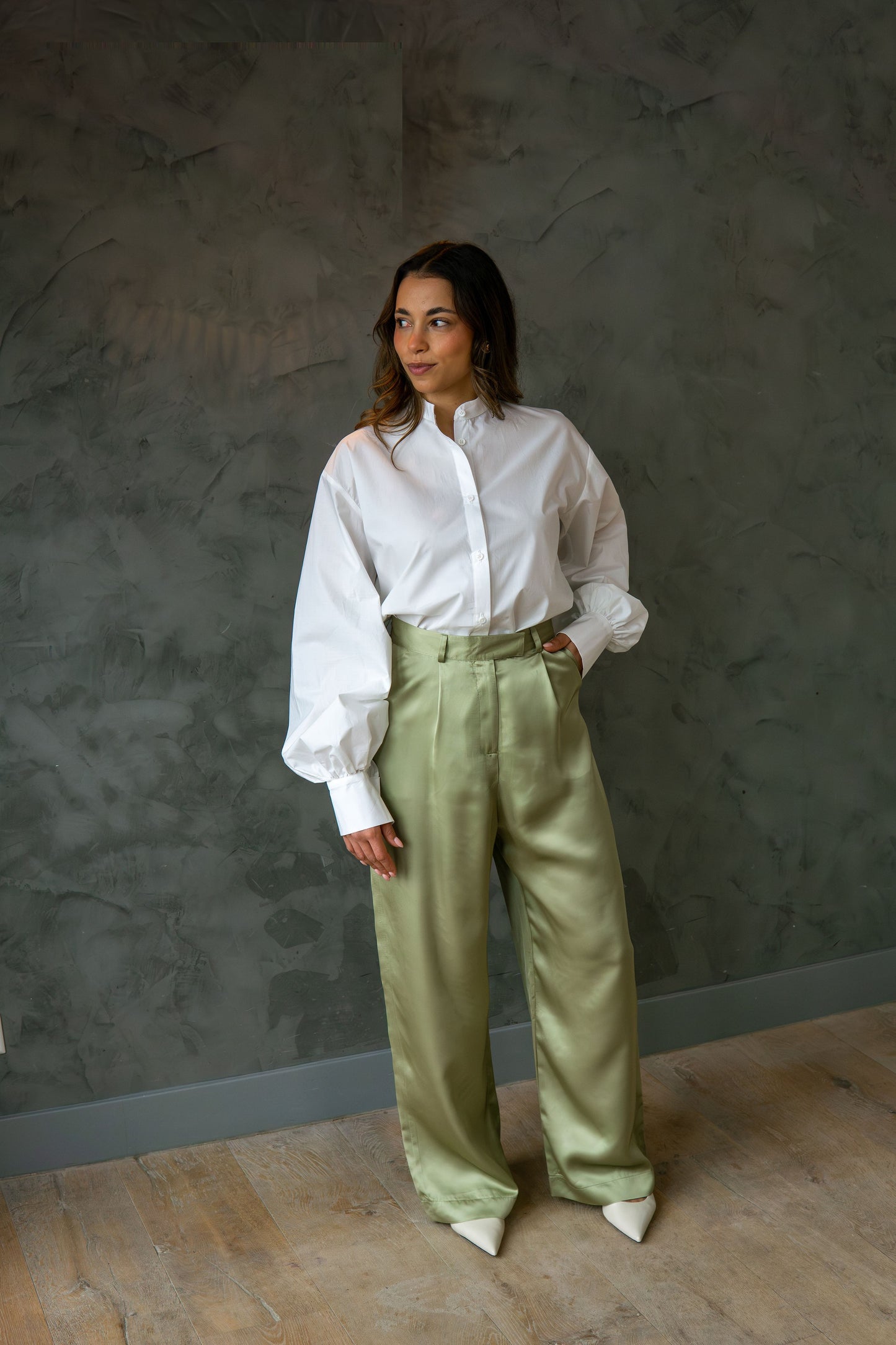 JUNE oversized blouse met ballonmouwen - off white