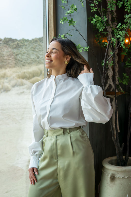 JUNE oversized blouse met ballonmouwen - off white